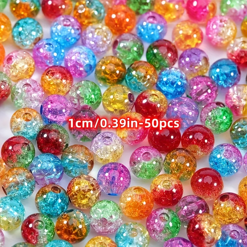 TEMU 100/50pcs Perles Acryliques Rondes à Dégradé Double Couleur 8/10mm - Perles Multicolores Vibrantes pour la Fabrication de Bijoux DIY, Bracelets,