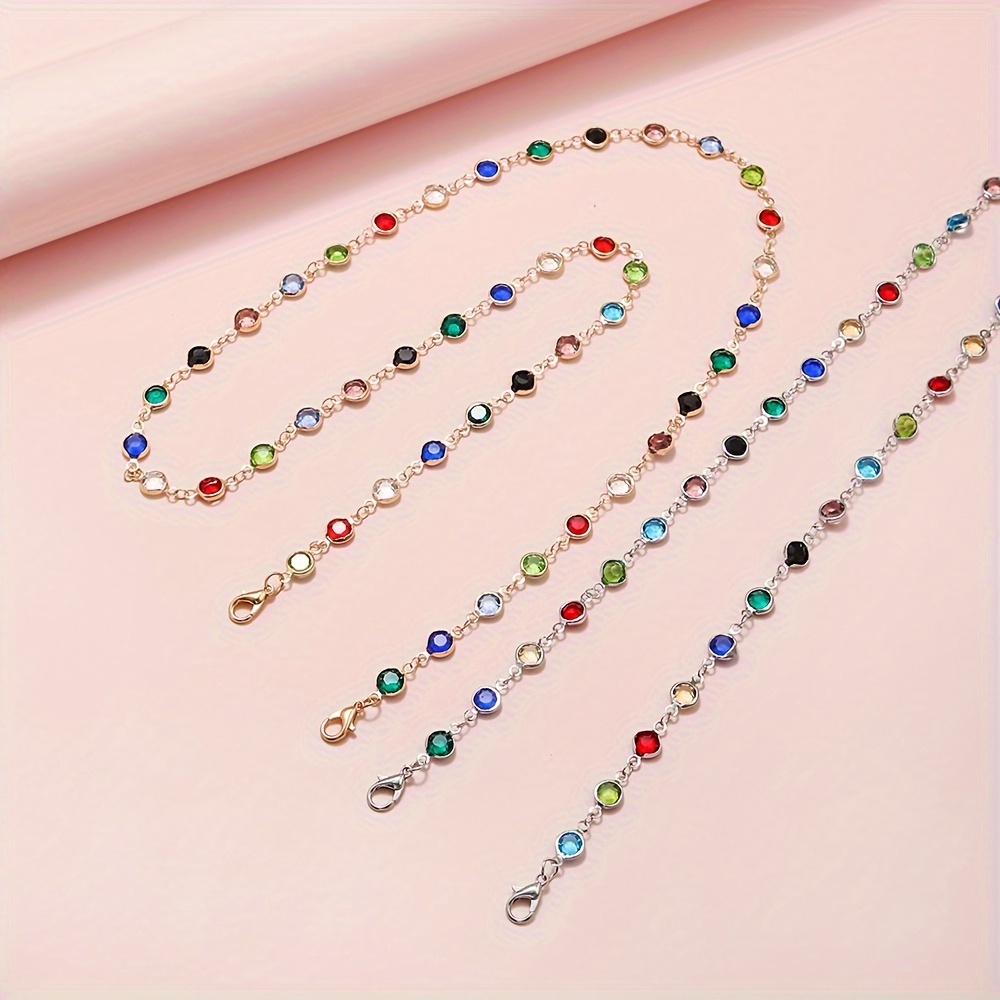 

1pc Multi-colored Artificial Crystal Chain Necklace For Mask/glasses Anti-lost Unisex, Simple & Classic Style Fashion Accessory, Ideal Gift For Friends