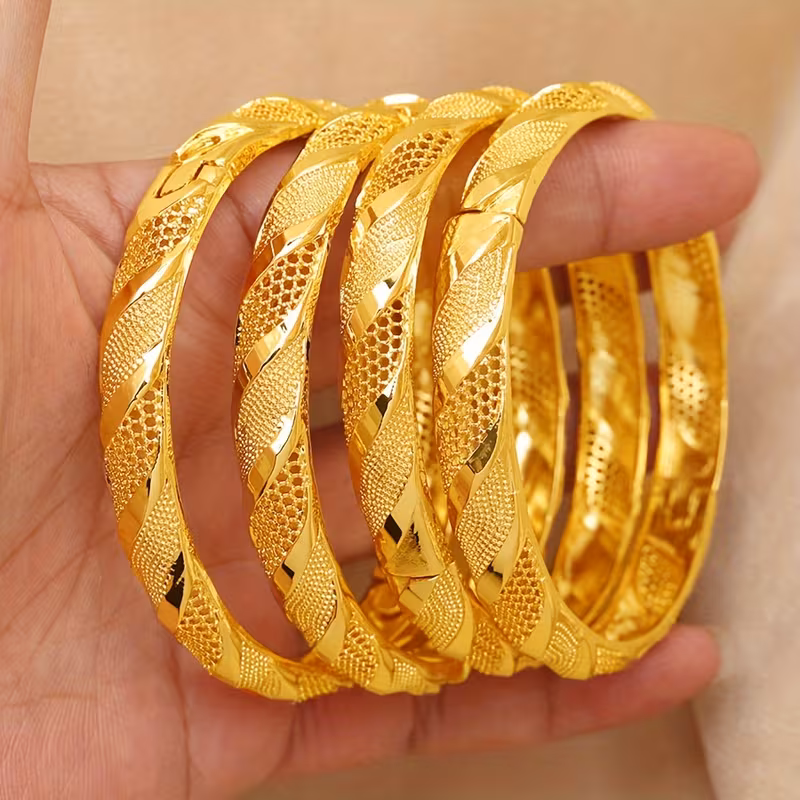 set of 4 elegant bangles stylish open cuff design for women ideal for weddings and everyday wear Product details 6