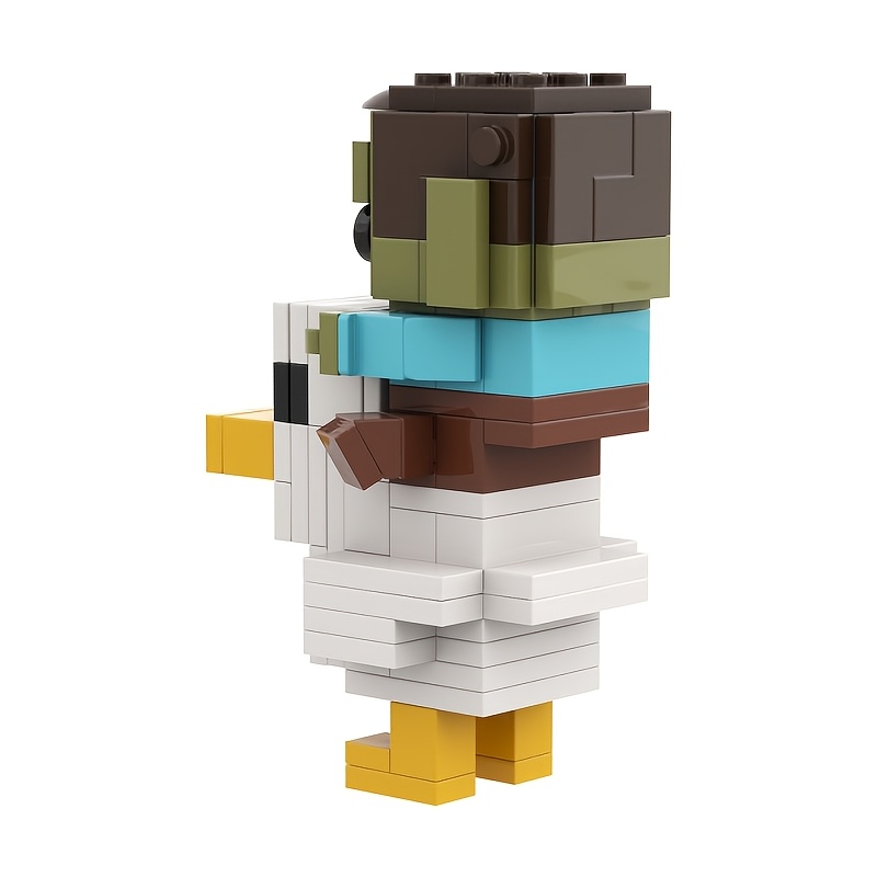 Image of 119pcs Pixel Style Creature Building Blocks Set, Animal With Rider Construction Kit, Collectible Display Model, Ideal Gift For Pixel Fans & Hobby