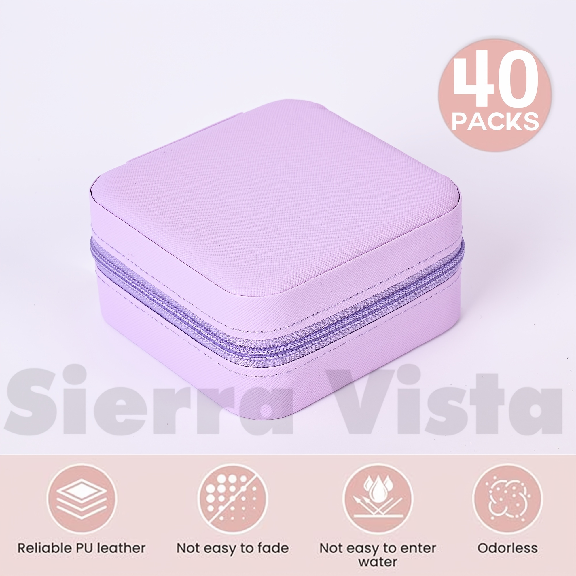 TEMU 40 Sets Of Compact Jewelry Solid Colors, Made Of Faux Leather, Perfect For Travel. Lightweight And Dustproof Storage For Necklaces, Rings, And