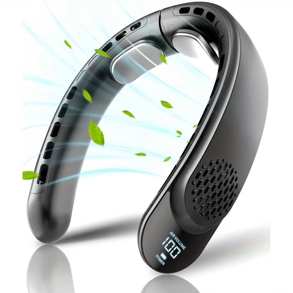 Neck Fan Without Blades, Featuring 4 Turbo Settings, a 4000 Mah Battery, USB Rechargeable, Personal Use, with 3 Speed Options, 360° Airflow, LED Display, Suitable for Home, Office, Travel, And As Gifts