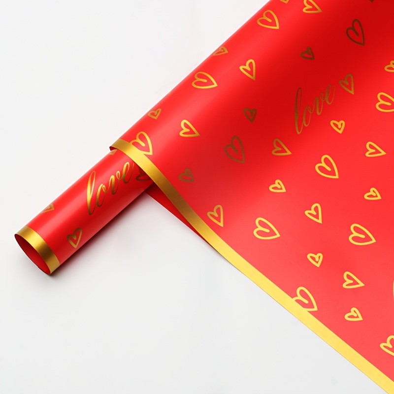 TEMU 6pcs Love Heart Fresh Flower Packaging Paper Hot Stamping Heart Bouquet Flower Wrapping Paper