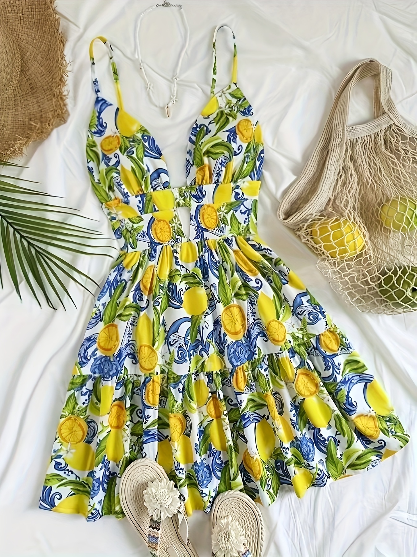 women's floral print halter dress elegant hem summer Temu Kuwait