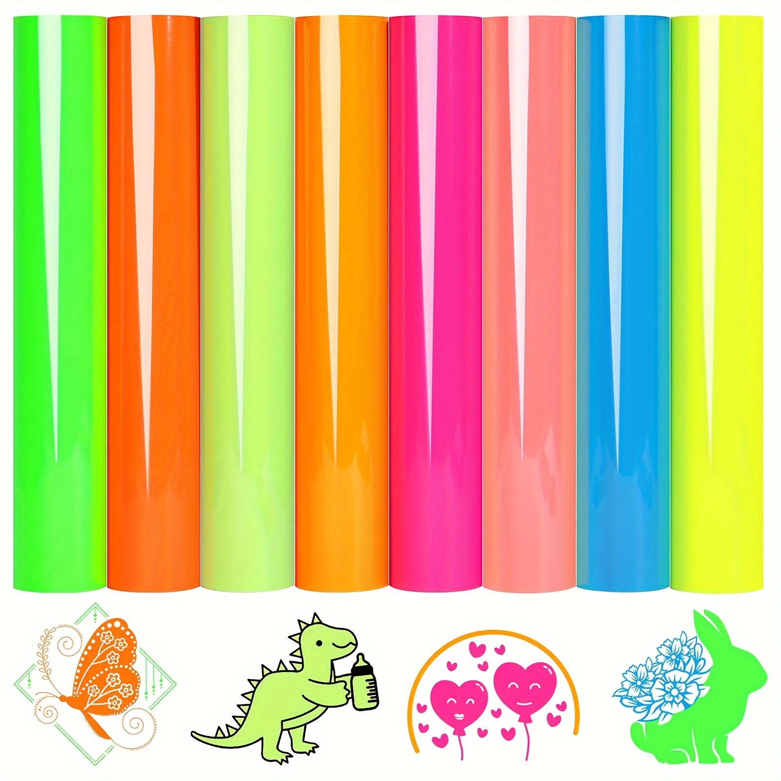 Neon Heat Transfer Vinyl 8 Neon Vinyl Assorted Sheets 12x10in Iron On Vinyl Neon Heat Press For Tshirts Beautiful