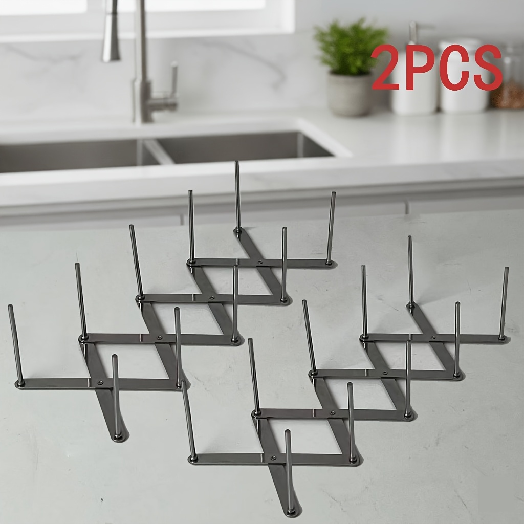 2pcs Collapsible Dish Rack For Kitchen Counter, Space- Expandable Drying Mat With