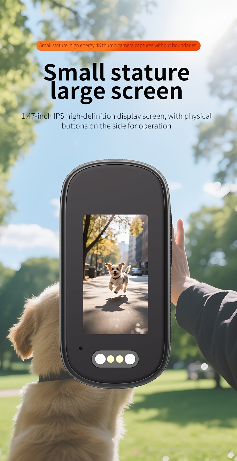 1 4K Thumb Camera | Portable High-Definition WiFi Camera for Cycling, Hiking, Outdoor Activities, and Daily Life Recording, PC Material, Rechargeable Lithium Battery, TF Card Storage