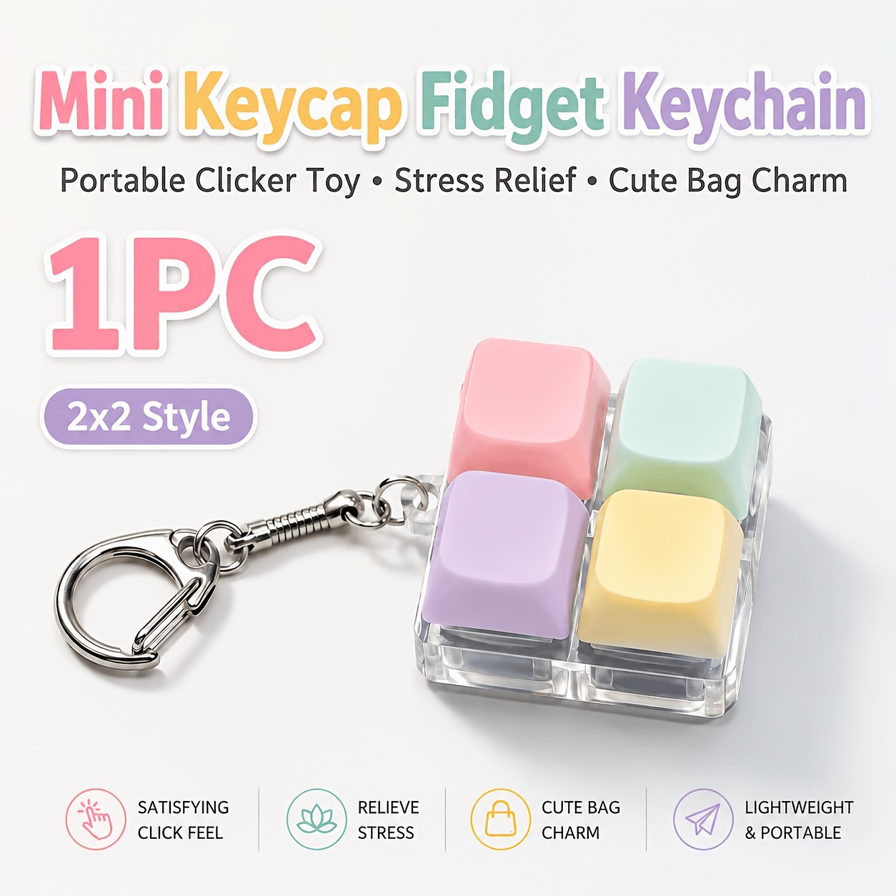 Image of 1 Macaron Button Toy, Portable Button Keychain Pendant, Random Style Mini Desktop Decompression Toy, Suitable For Classroom Rewards, Party Gifts, Birthday Gifts And Holiday Gifts