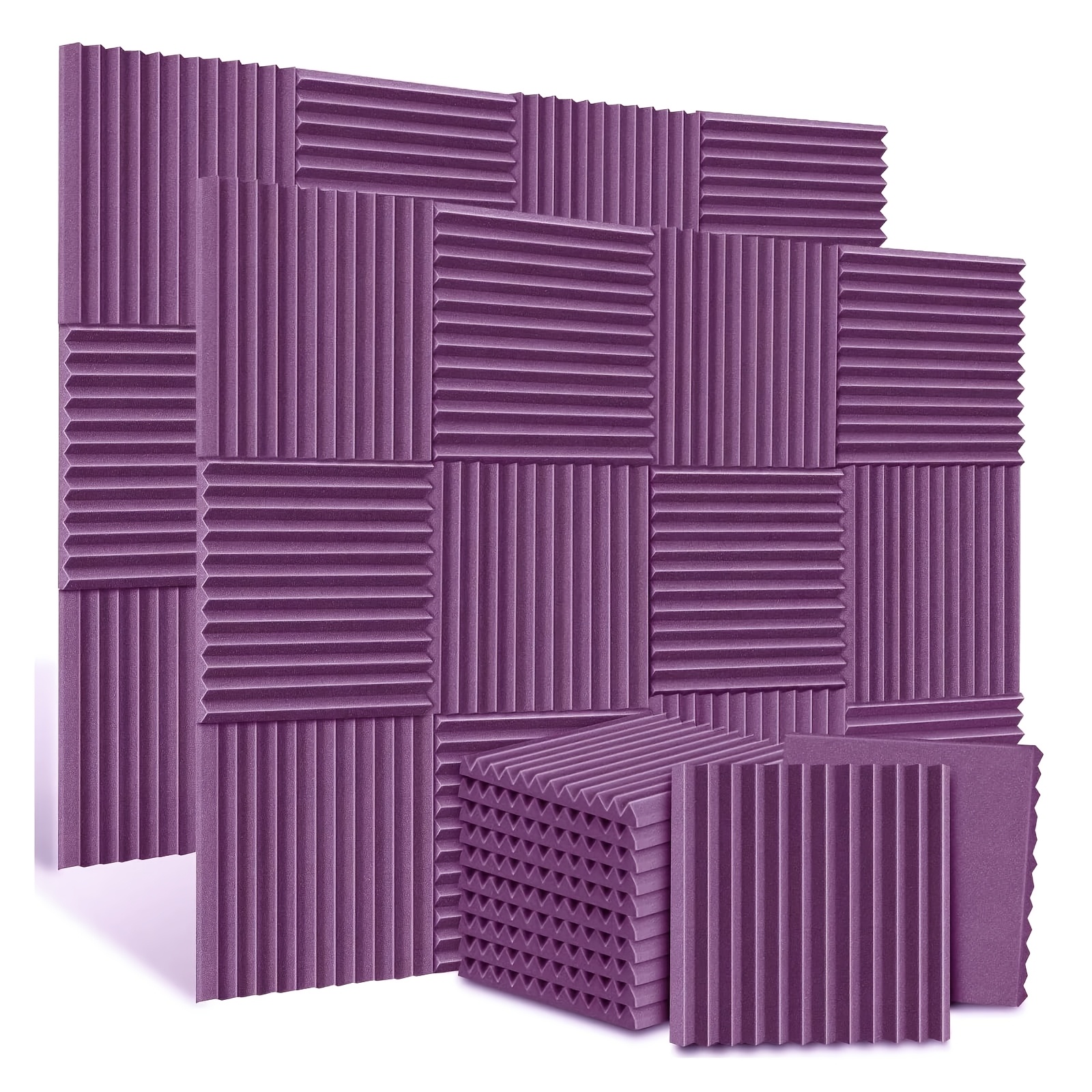     high density 30kg m soundproofing material 30 30 2 5cm wedge shaped foam panels in gray black red blue purple 12 pack suitable for musical     music equipment recording   live streaming