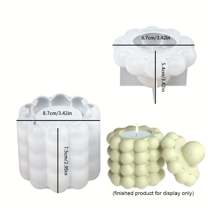 Resin Casting Molds 3d Bubble Candle Mold With Lid, Spherical Resin Candle Mold, Cylindrical Candle Making Silicone Mold Silicone Gypsum Plaster Molds Home Decor