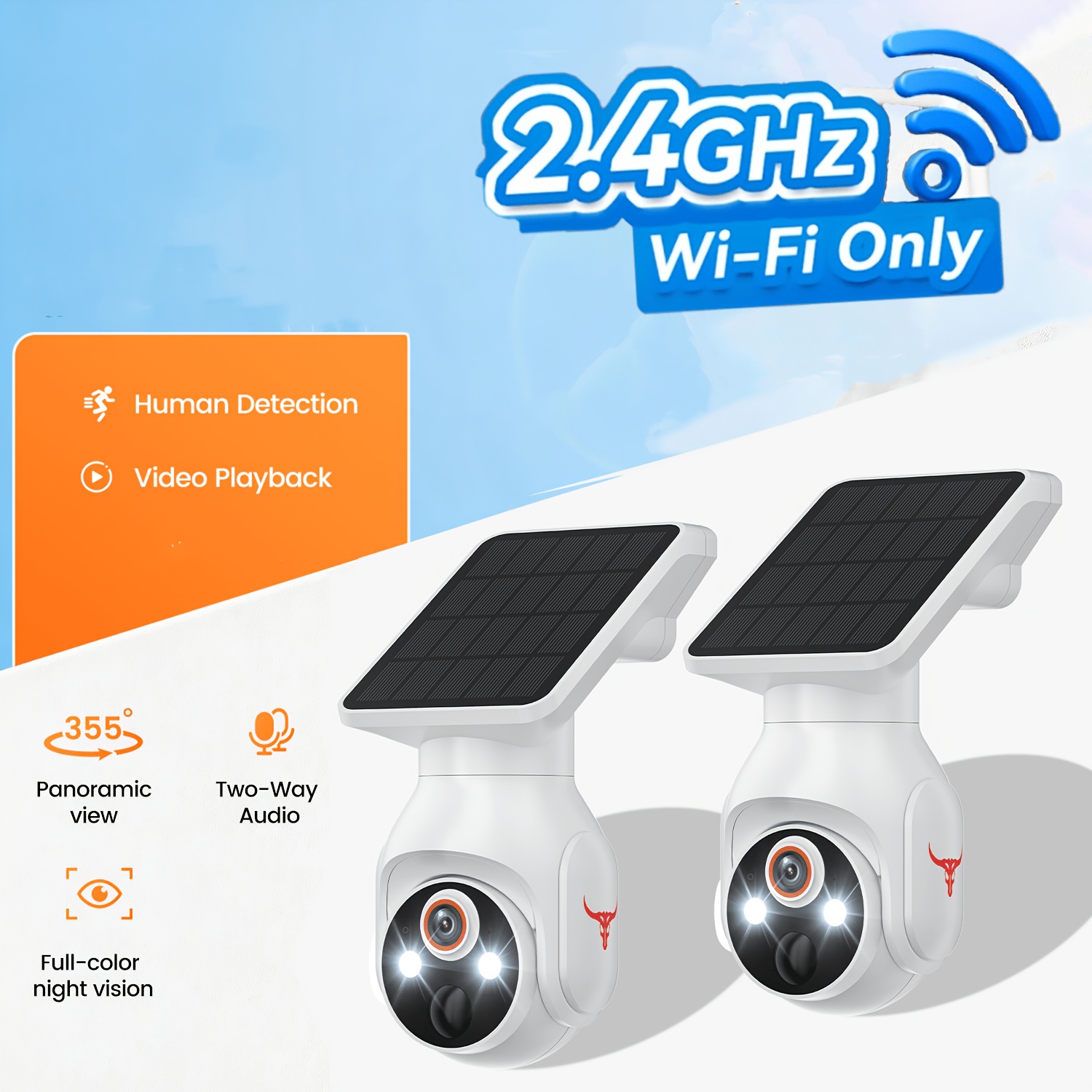 TEMU 2pcs/ 1pc Wireless Cameras, Bidirectional Audio, 960p Color Night Vision, 2.4g Wifi, Solar Panels, Ip65 Intelligent Person/vehicle Detection,
