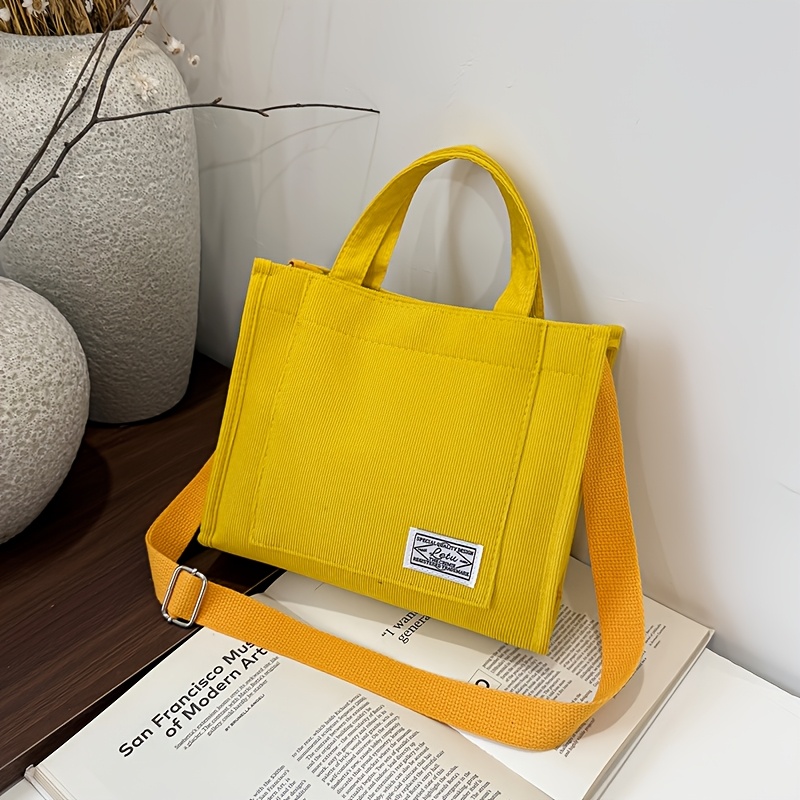 Image of Women's Corduroy Tote Bag With Adjustable Strap - Magnetic Closure Handbag For Work, & Shopping | , Hand Washable, Holiday Gift, Durable Fabric