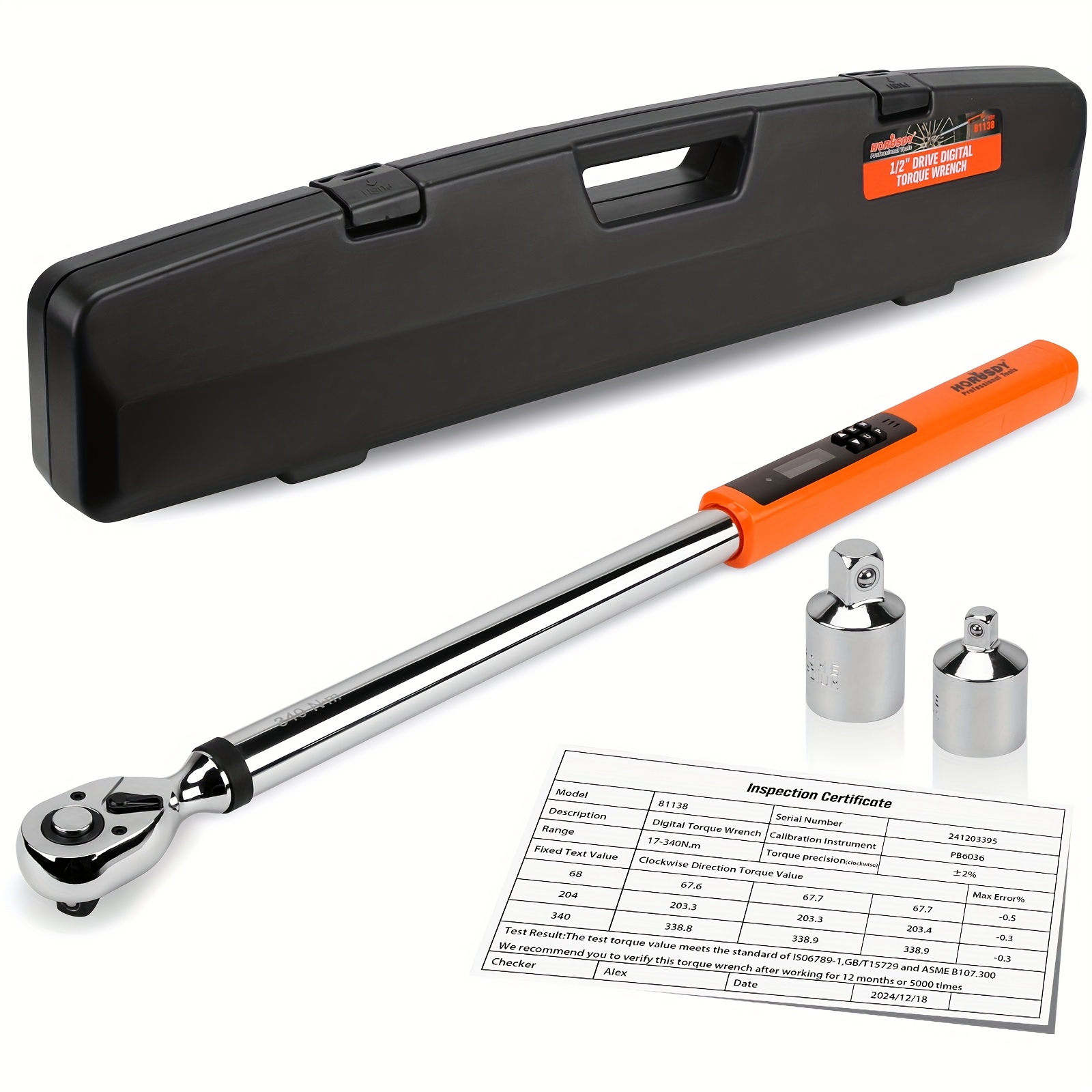 TEMU 1/2" Digital Torque Wrench Set 25-250 Ft-lb/17-340n.m & 4.4-44.3 Ft-lb/3-60n.m With 1 Vibration Buzzer And Led Flash Notification For Motorcycle