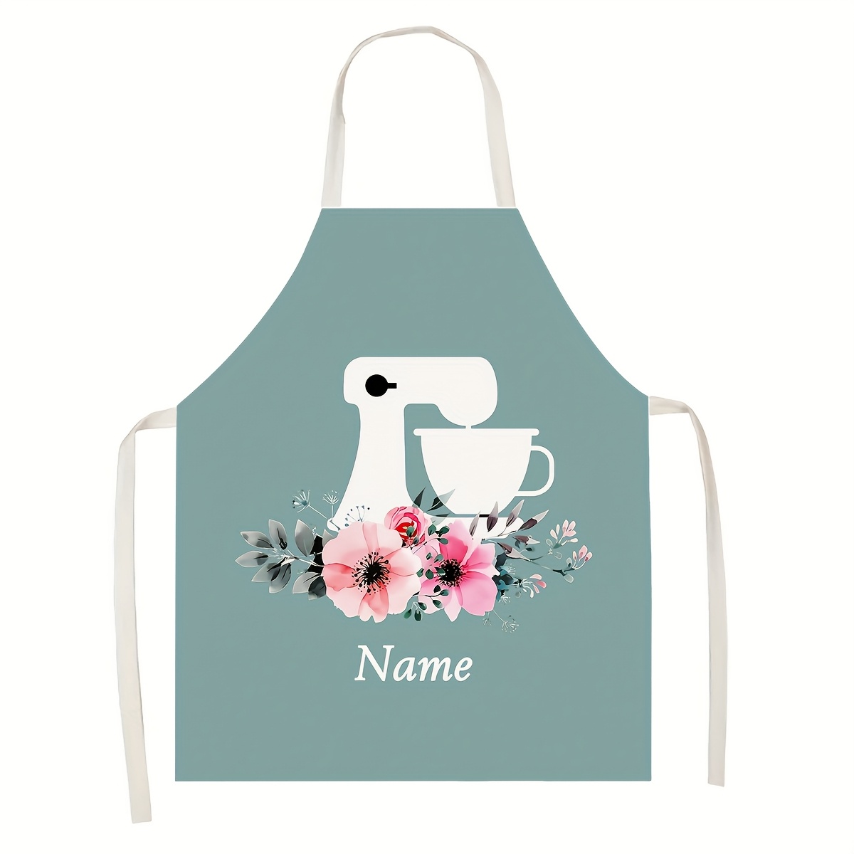 TEMU 1pc Customizable Name Or Slogan Mother's Day Kitchen Apron, Polyester Material, Personalized Apron, Painting Handmade Cooking Baking Gardening
