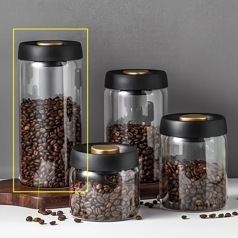 Image of Storage Jars, Storage Cans, High Borosilicate Transparent Glass Vacuum Jars, 1pc Coffee Jars, Biscuit Jars, Multiple Sizes , Suitable For Kitchen