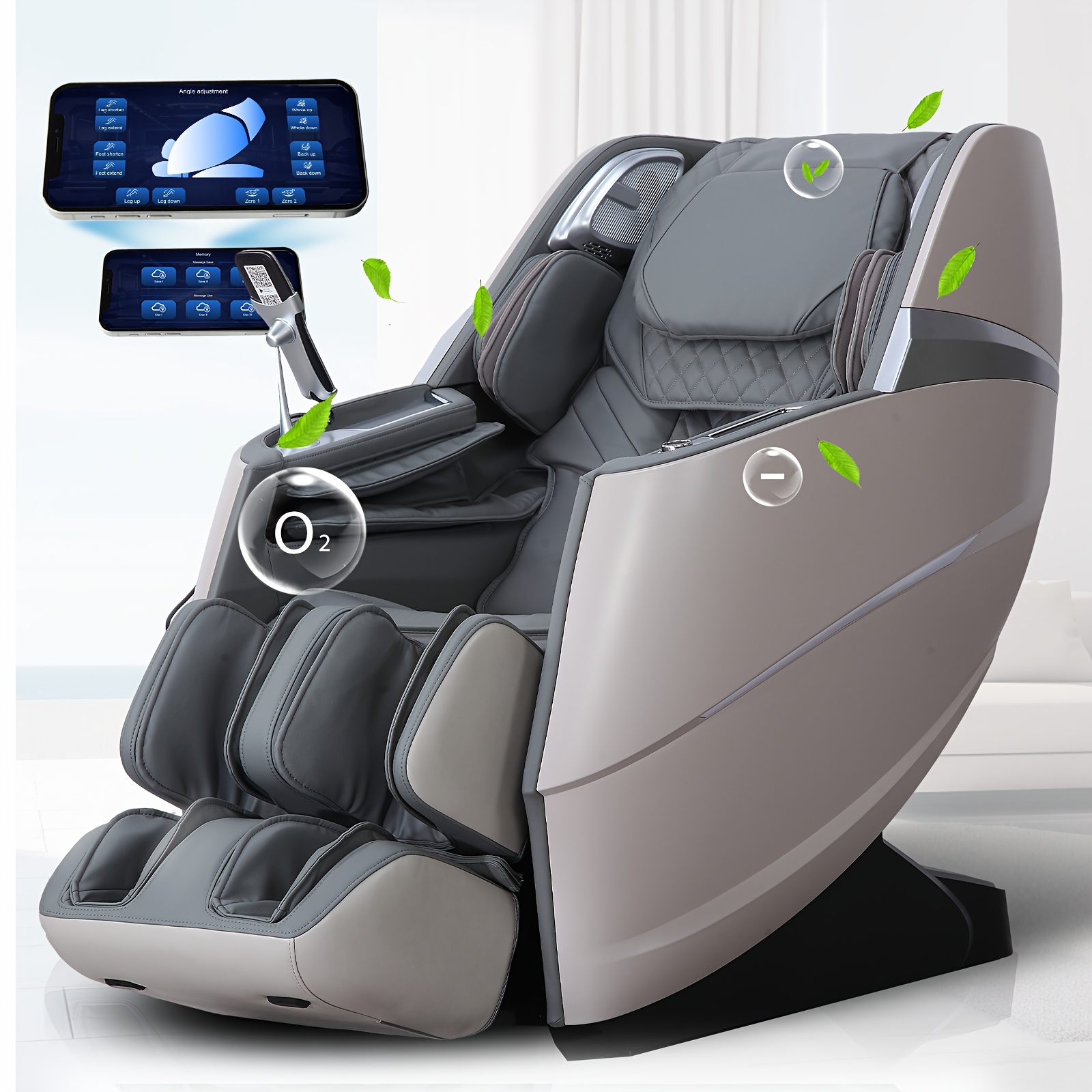 Oversize 4D Massage Chair Full Body Zero Gravity Massage Recliner Chair SL  Track O2 Ionizer Motorized Extension Calf Kneading Massage Yoga Stretch Bac