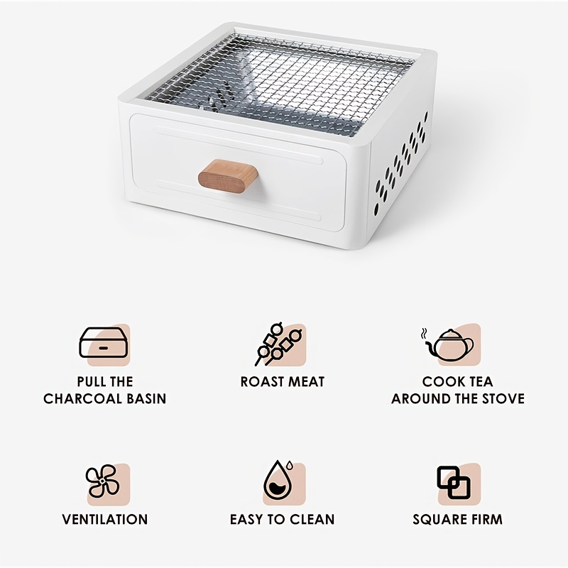 1pc Lacquered Iron Portable Square Charcoal Grill, Smokeless Outdoor Camping BBQ Oven, Suitable for Valentine'S Day, Easter, Women'S Day, Mother'S Day, Independence Day Festivities