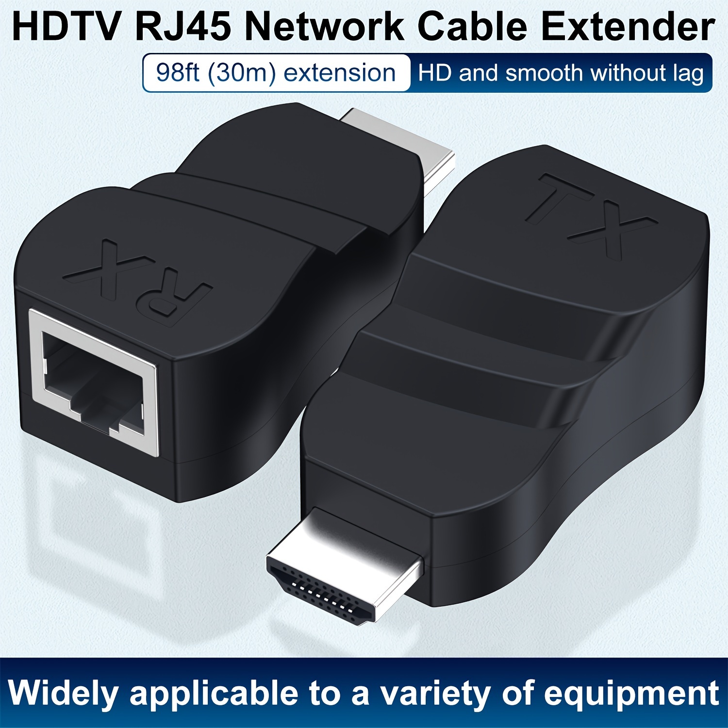 HDMI Extender Over Cat 5e/6, HDMI to RJ45 Ethernet Network Converter 2  Ports, Support 1080 P UP to 30m/98ft, Suitable for HDTV, Set Top Box, DVD,  PS4