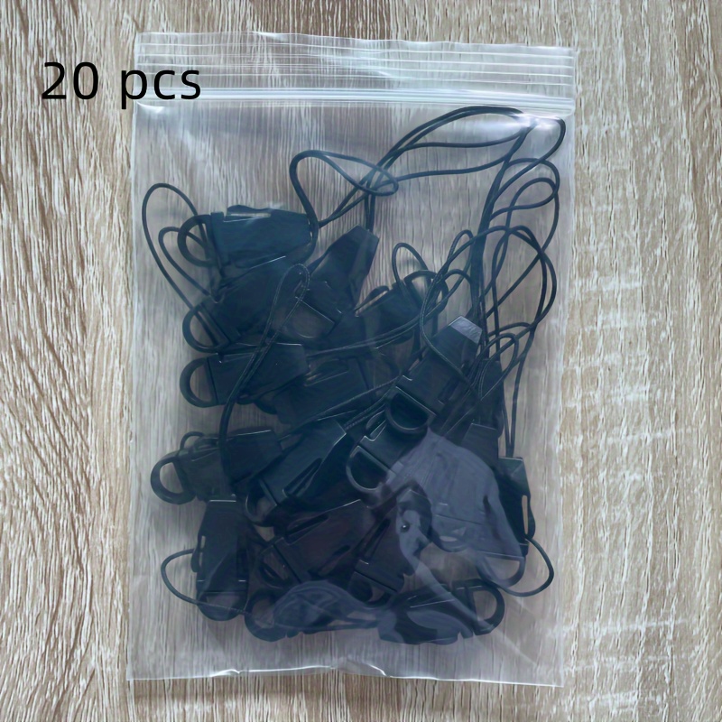 20pcs Black Plastic Round Head Camera Clips, Plastic Airplane Clips For Phone Lanyards, For Crafting, Spring Hooks With Small Clips, For Decoration And Supplies