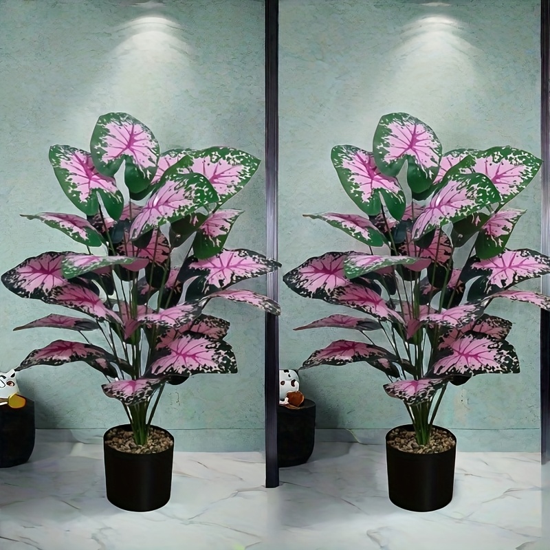 

2pcs Artificial Karachem Plants - 24 Leaf, Vibrant , All Room Types & Seasonal Decorations - Ideal For Valentine's Day, 's Day, Easter, Day - Floor Standing, No Container Needed