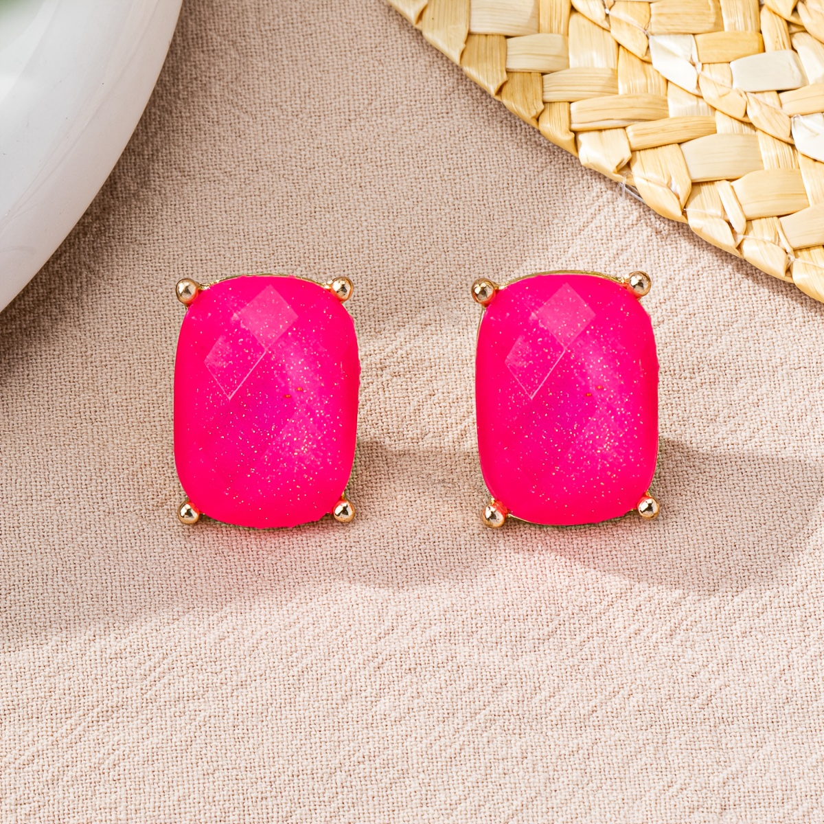 TEMU Aretes de con Incrustaciones de Resina en , Ideales para Looks Casuales de Vacaciones