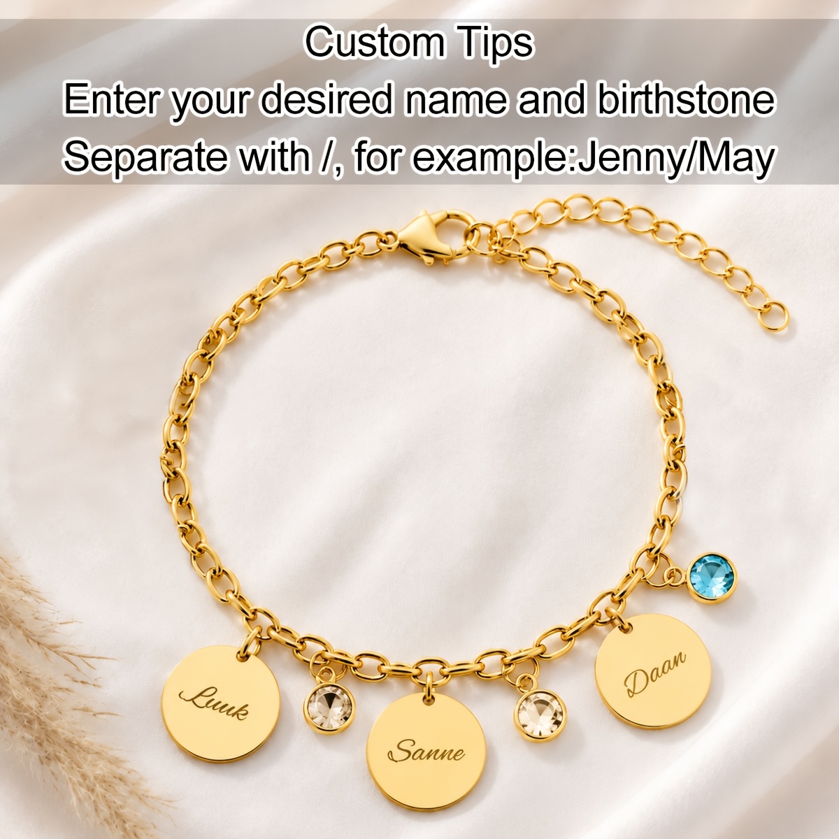TEMU Bracelet tendance pour femme Self- 1-6 avec nom de famille et , bracelet personnalisé pour femme avec lettre initiale et du mois de , matériau
