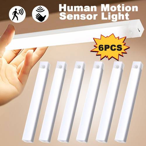 6er-pack bewegungsmelder nachtlichter, usb wiederaufladbare stick-anywhere-leuchten mit warmweißem licht, stufenloses dimmen, magnetische wandlampe für schlafzimmer, küche, flur, schrank, ideales einzugsgeschenk, installation ohne bohren, leicht zu transportieren