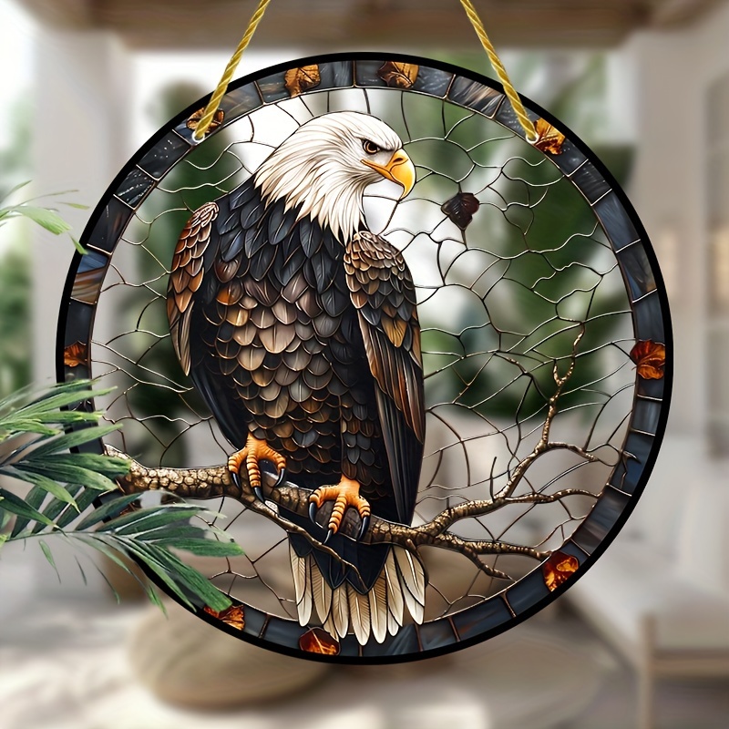 

[ ] Eagle - 8"x8" Stained Hanging, Eagle For & , For , , And - Housewarming Or Christmas