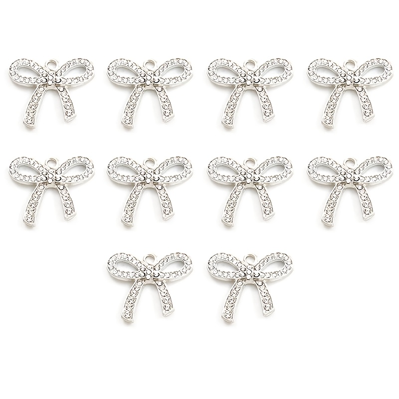 Image of 10pcs Rhinestone Bow Tie Styling Charms Diy Couples Bestie Jewelry Accessories Handmade Simple Temperament Necklace Earrings Hair Accessories Alloy Pendants