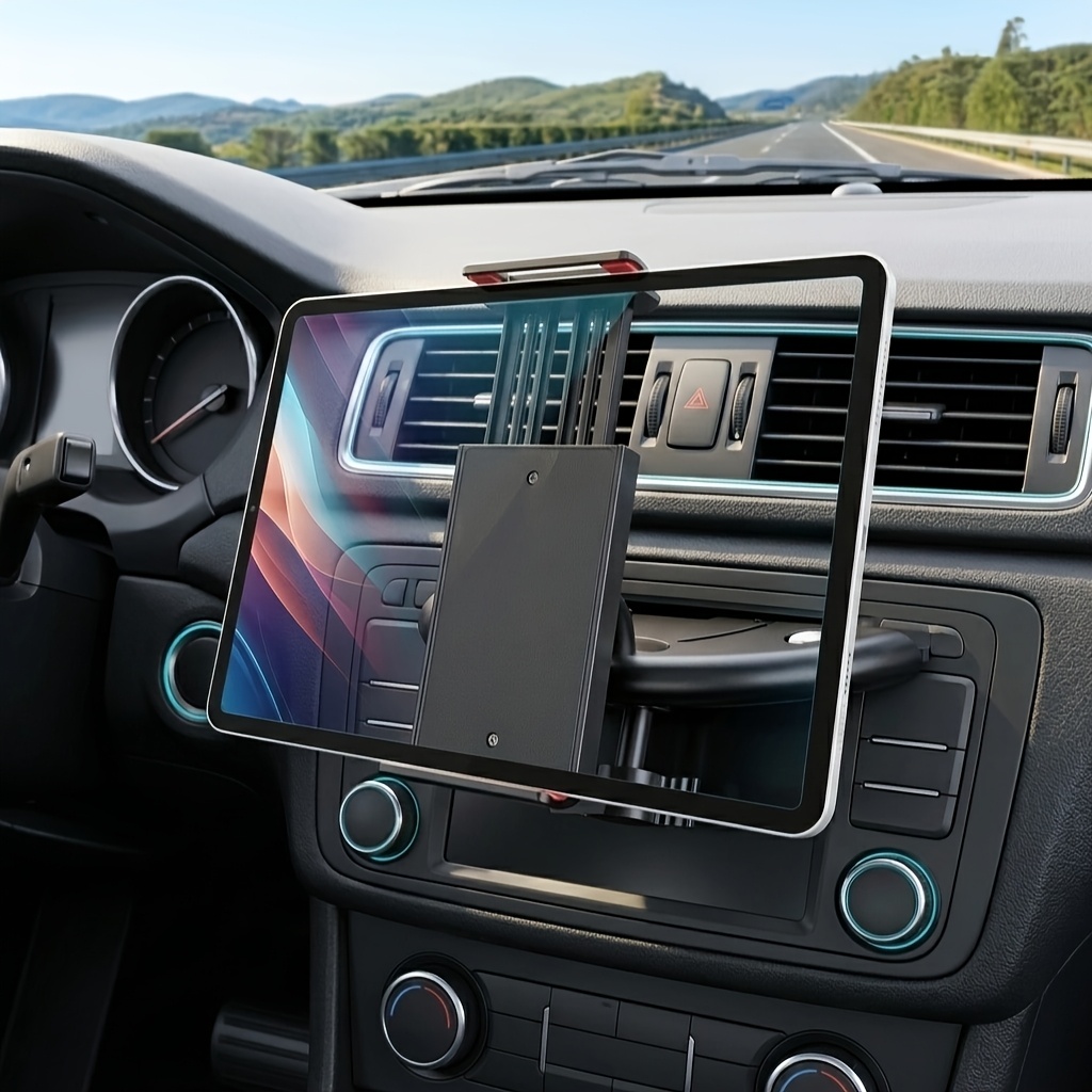 TEMU Cd Slot Phone Holder For Car, Universal Car Mount For Cell Phones And Tablets, 360Â° Rotation Adjustable Cradle With Cushioned Grip, Secure Cd