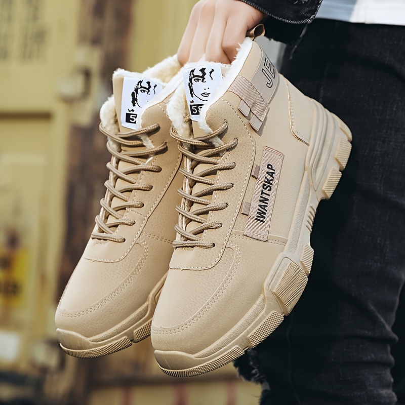 1pair mens high boots casual sports style solid Temu