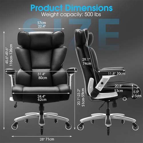 500 lb heightened studio chair suitable for studio environment with adjustable lumbar support studio chair with reversible armrests and wide seat high back recliner black