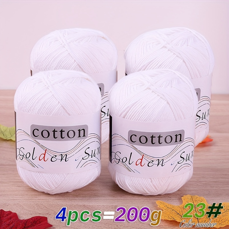 100% Cotton Yarn Medium Fine Crochet Thread For Hand Knitting Sweaters, Vests, Hats, And Small Blankets - 50g/piece, 4pcs/pack