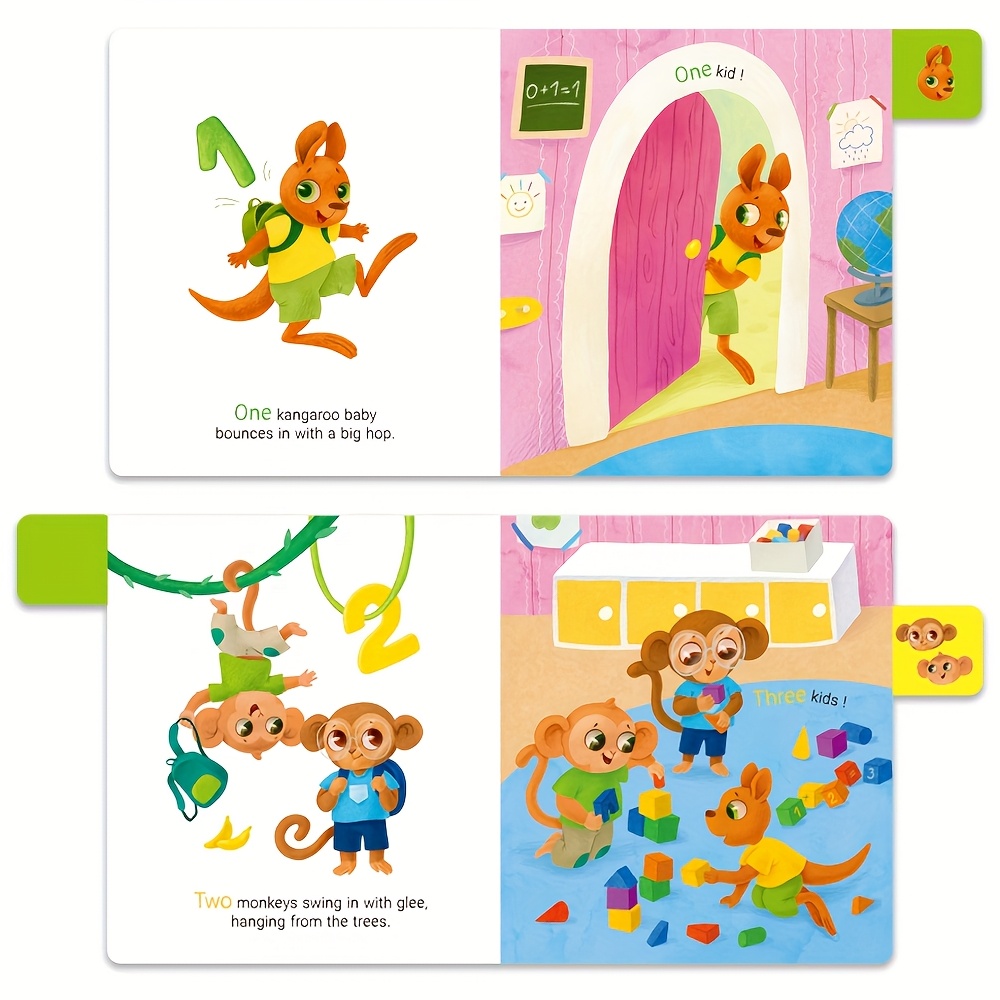 The Initial Day at School, Books for Kids Aged 1-5 Focusing on Numbers And Addition, Featuring Cartoon Illustrations, Easy to Clean, Suitable for Family Education, Perfect As Gifts for Christmas, New Year, And Birthday Parties.