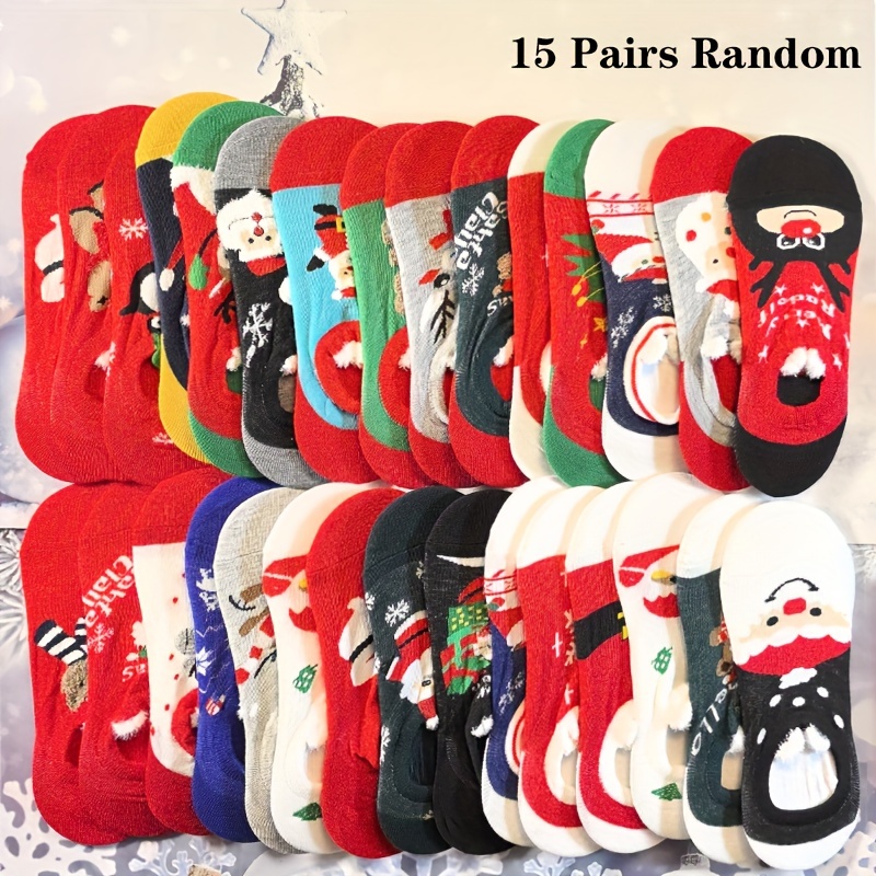 

15 Pairs Women's Christmas Liner Socks - Polyester , , Non-slip Invisible Socks, Comfortable Knit Fabric, Machine Washable