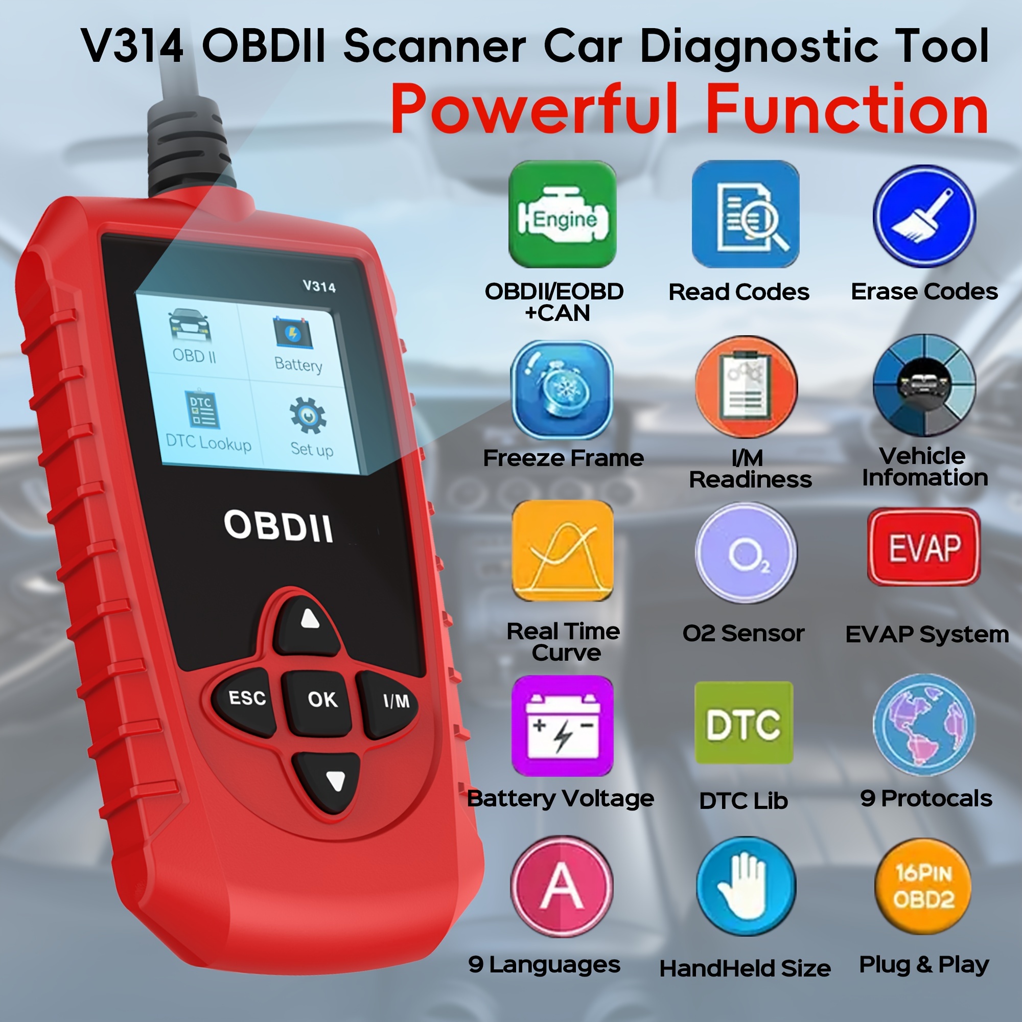 Obd2 Scanner Tool Obdii/eobd Car Code Reader Check Engine Temu Kazakhstan