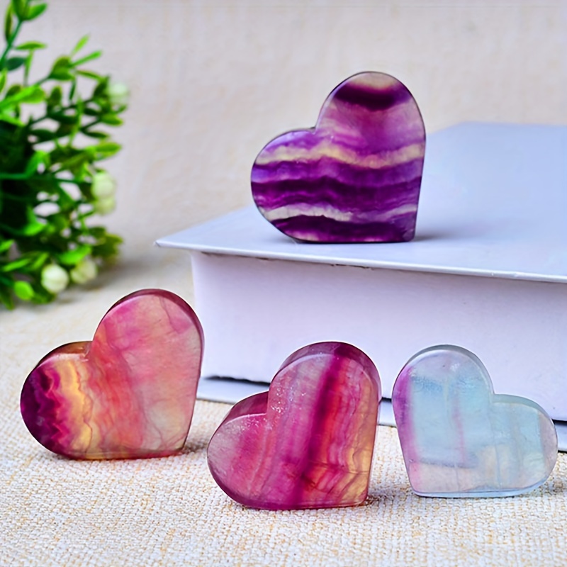 

1pc Fluorite Heart Shaped Carving, , Tabletop Display, Home Decoration, Ornamental Item, Gifts For , Valentine's Day Easter Gifts