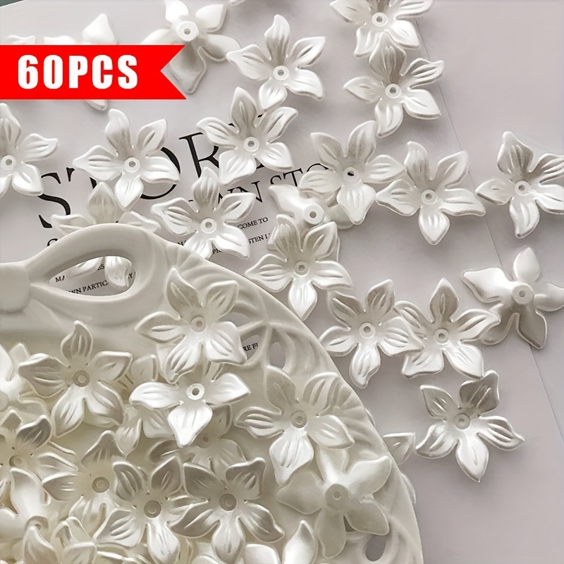 Image of 60pcs/29mm Pearlescent Acrylic Small Flower Hairpin Handmade Hairpin Flower Holder Additions Jewelry Materials