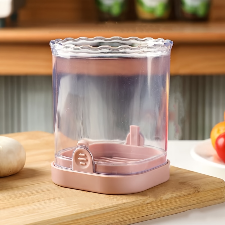 TEMU 1pc Stainless Steel Fruit Slicer, Multifunctional Strawberry Slicer, Vegetable Chopper, Manual Push Plate Quick Slicer Cup, Rectangular Blade,