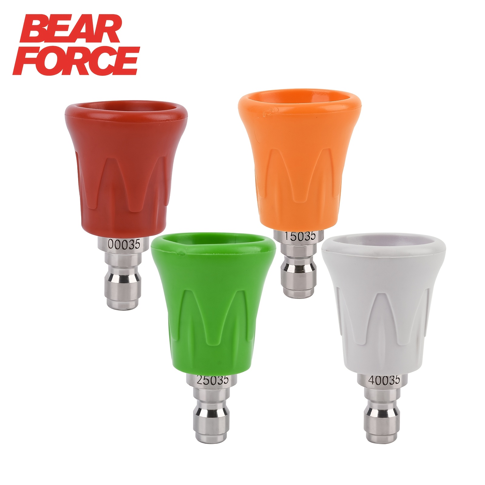 TEMU Set Of Stainless Steel Pressure Washer Nozzle Tips Featuring An Rubber Protective Cover, Including 4 Pressure Washing Nozzles With A 1/4" Quick