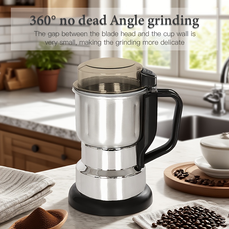 1pc Heavy-Duty Electric Coffee Grinder with One-Touch Operation - Large Capacity Professional & Home Use, Stainless Steel Blades, 12500 RPM Motor, Easy-clean Design For Coffee Beans, Spices, Nuts, Kitchen, Rv, Kitchen Appliance, Compact Appliance