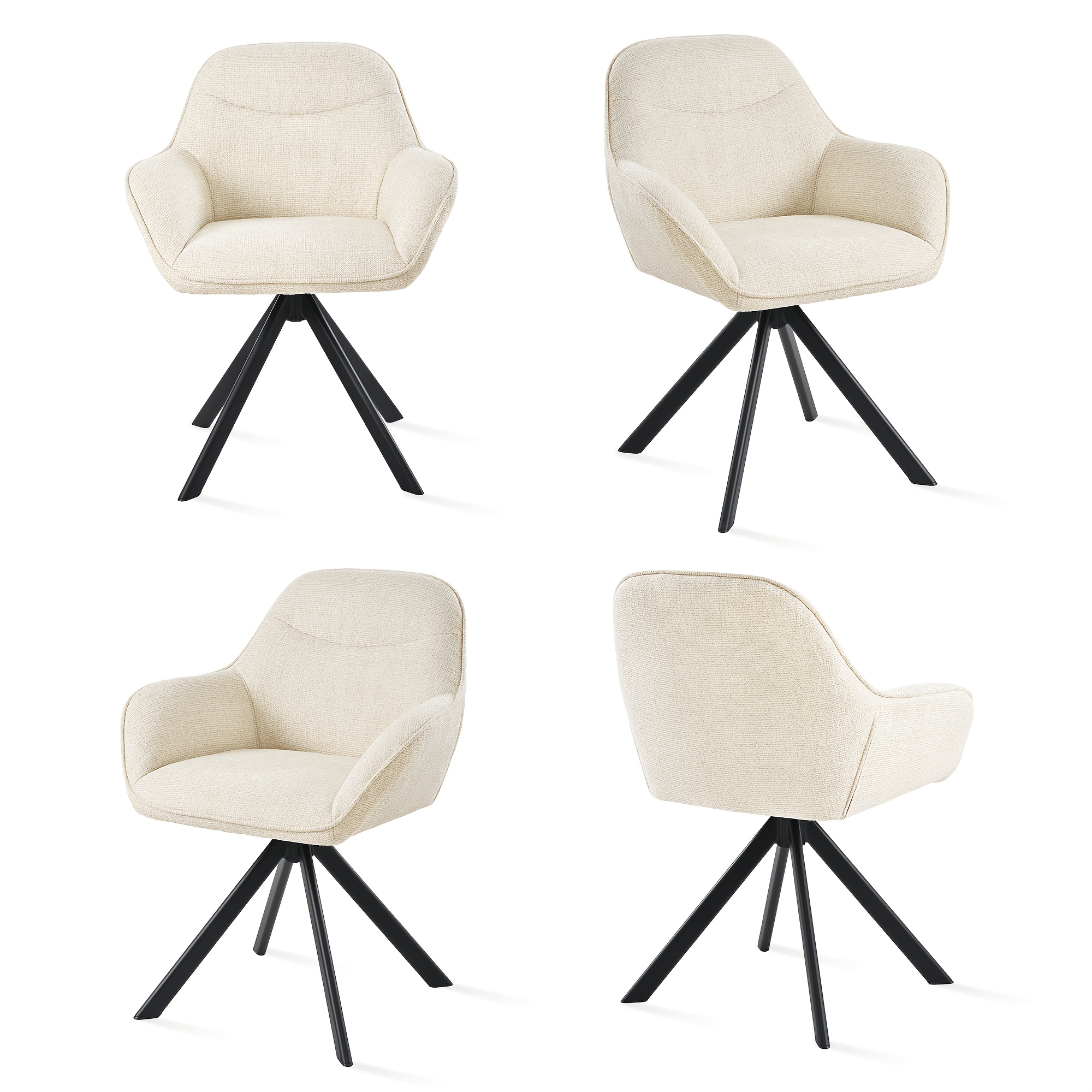 Image of Modern Dining Chairs Set Of 2/4/6, Ergonomic Curved Back Upholstered Armchairs With Adjustable Foot Pads, Accent Chairs For Kitchen, Living Room, Office & Vanity