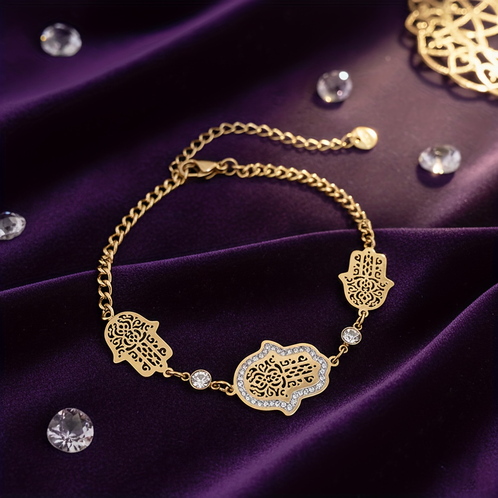 Golden Multiple Palms Charm Bangle Bracelet