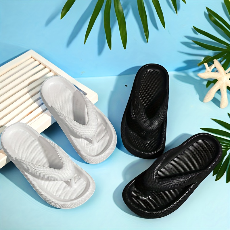 womens lightweight eva beach sandals slip on flat sole summer slippers with cushioned     beige white light grey dark grey for poolside casual outdoor wear   slipon design cushioned insole Product details 1