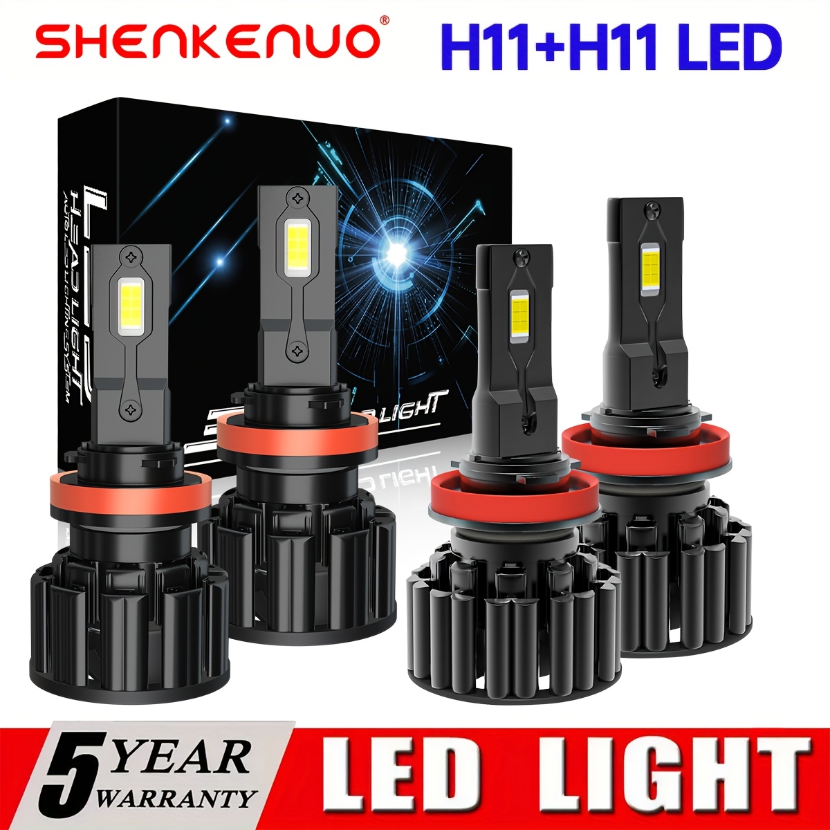 For Sentra 2013-2019 4pcs White Led Headlight Bulbs High Low , H11+h11 Led Headlight White Plug And Play, Without Battery
