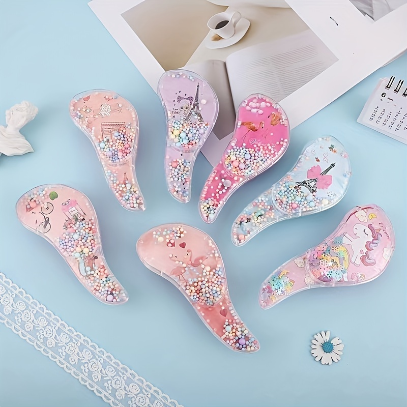 

Cute Cartoon Hair Comb - Transparent, Detangling & Styling Brush With Rubber For All Hair Types, Cartoon, , Hair Comb, Detangling
