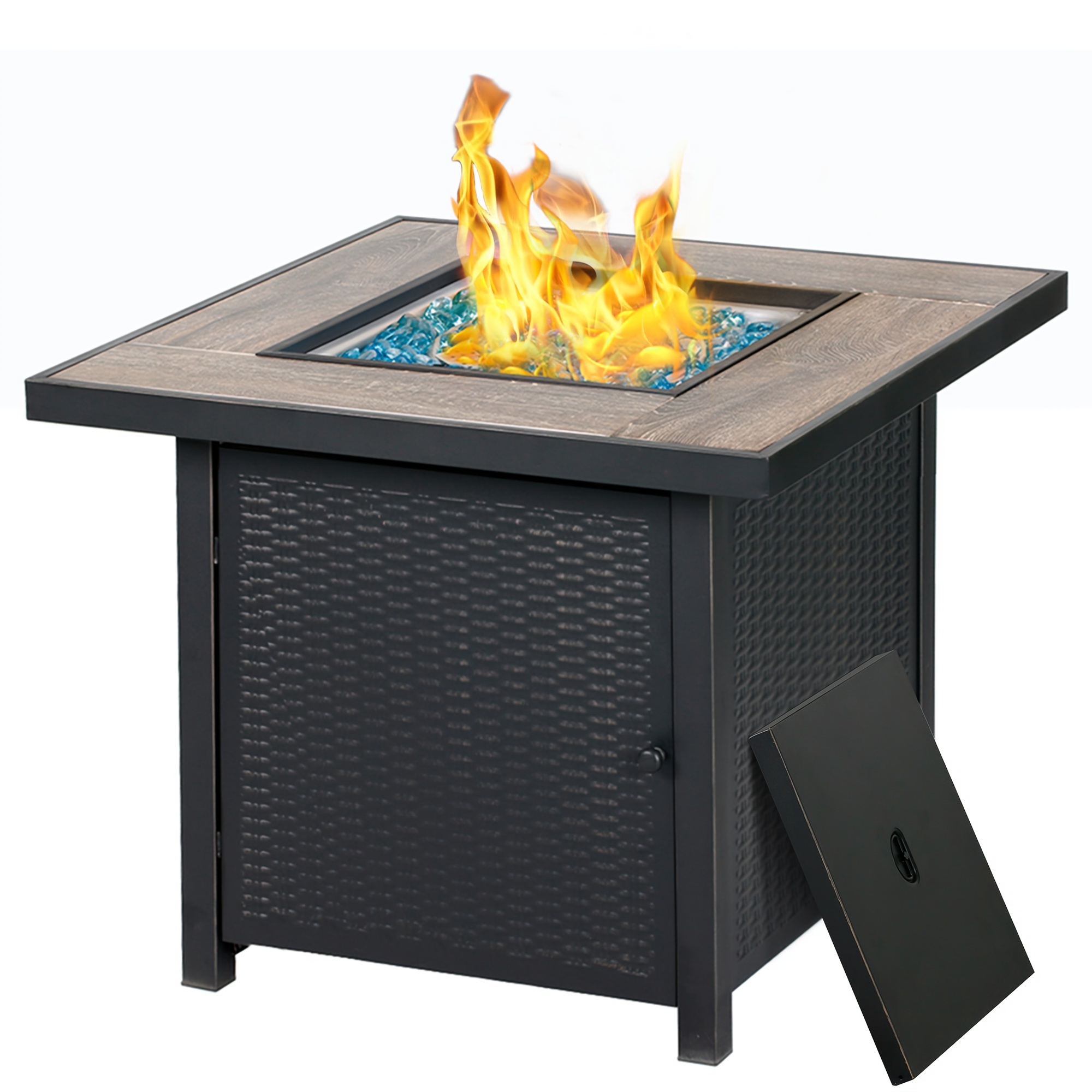 

Bali Outdoors Propane Gas Fire Pit, 50, 000 Btu Gas Fire Pit Table, 30 Inch Square Gas With For Outside Backyard