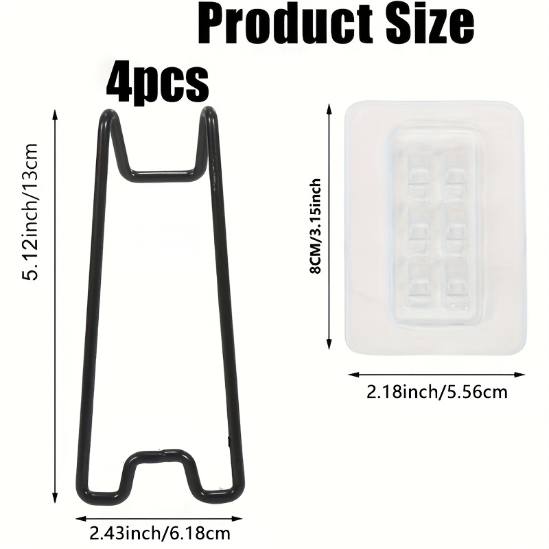 TEMU 4pcs Of Stainless Brackets - Self-adhesive Adjustable 5.9.2 Inch Style Durable Metal Display Bracket, Suitable For Art, Photos, Home Decoration,
