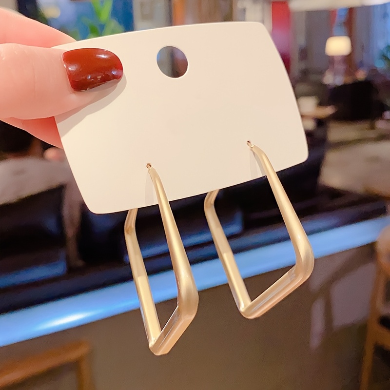 Hollow Square Stud Earrings Synthetic Stone 925 Sterling Silver Post