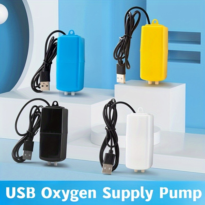 

1pc Usb Oxygen Supply Pump For Aquariums, Dual Outlet Fish Aerator, Quiet , Compatible With Usb Power Sources, ≤36v Operating Voltage, No Connector Thread Standard